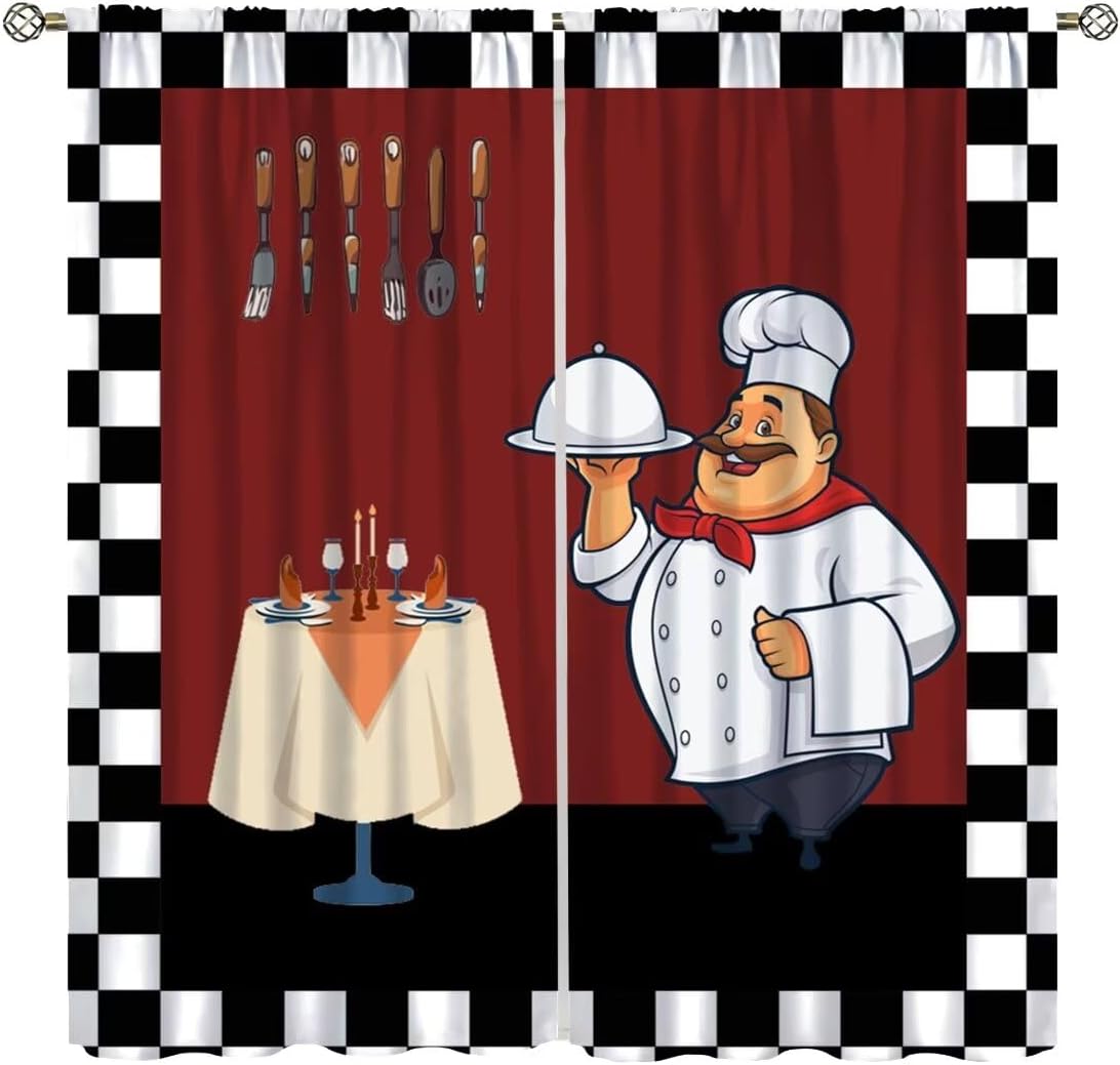 Home Cooking In French - Cortinas de cozinha Fat Chef, cortinas