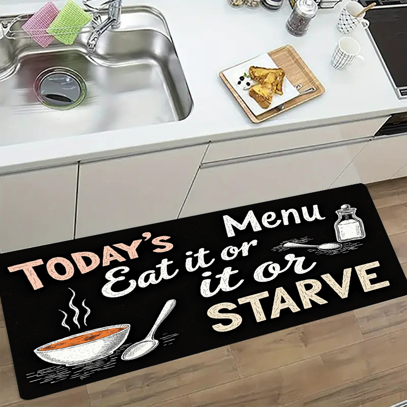 Home Cooking Menu - Tapete de Cozinha Antiderrapante com Estampa