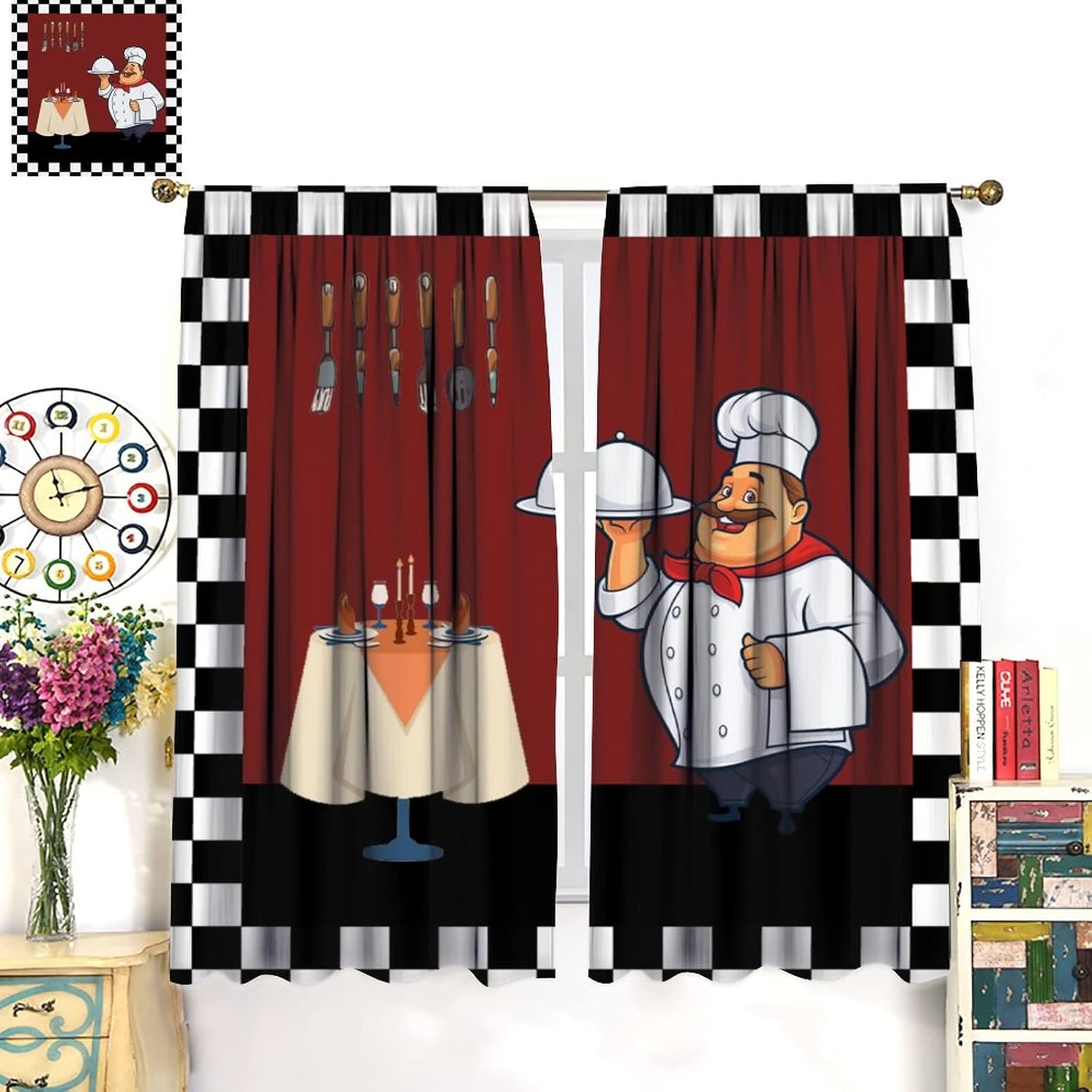 Cortinas de cozinha Fat Chef,  - Home Cooking In French avaliação e preço