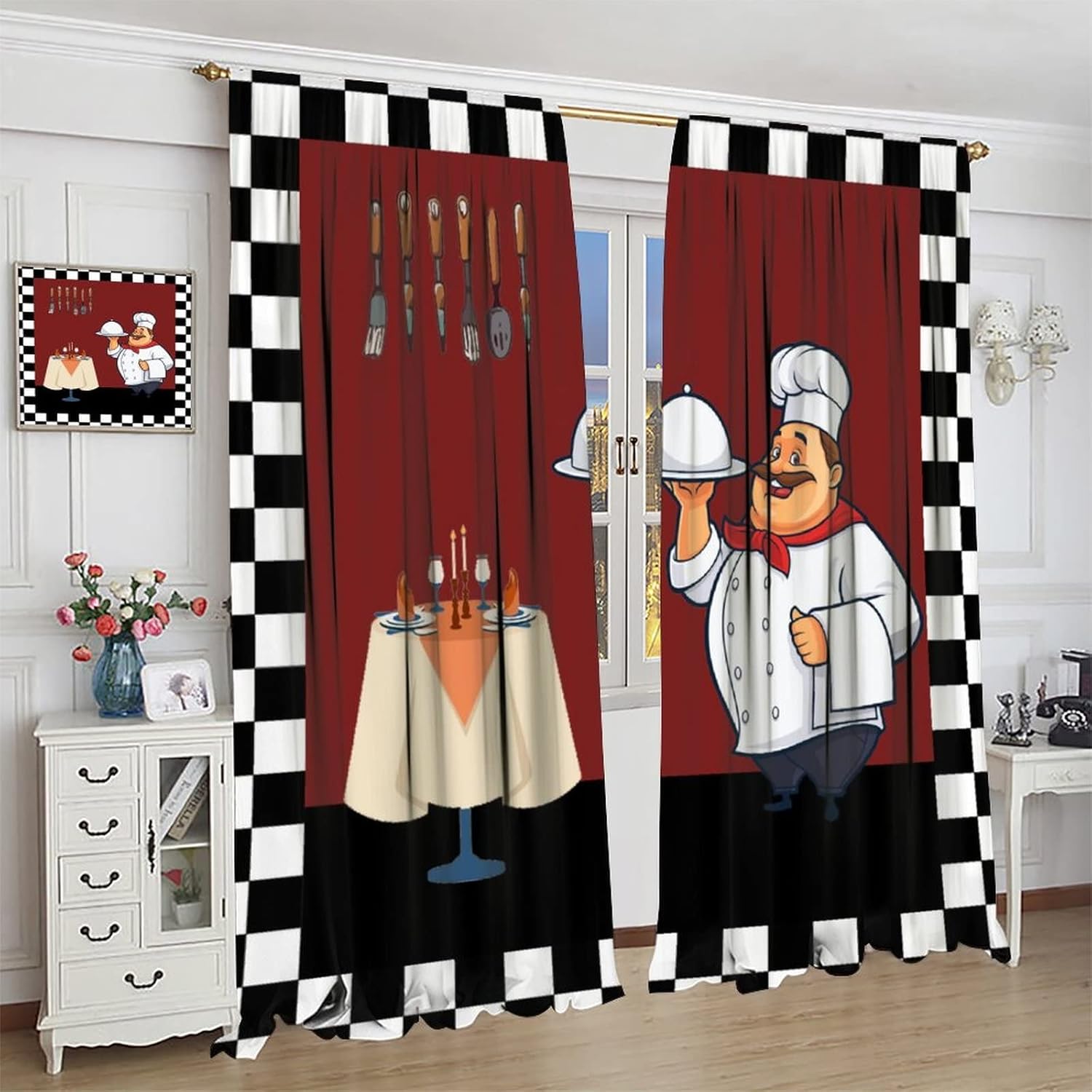 Cortinas de cozinha Fat Chef,  - Home Cooking In French avaliação e preço