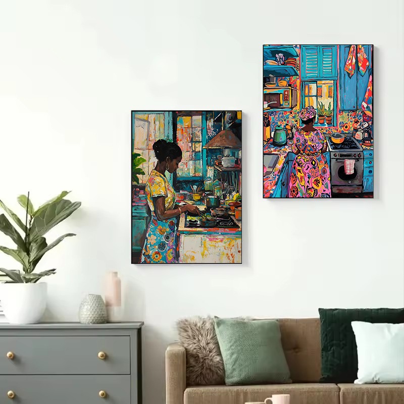 Abstrato vívido menina african - Home Cooking Reading avaliação e preço